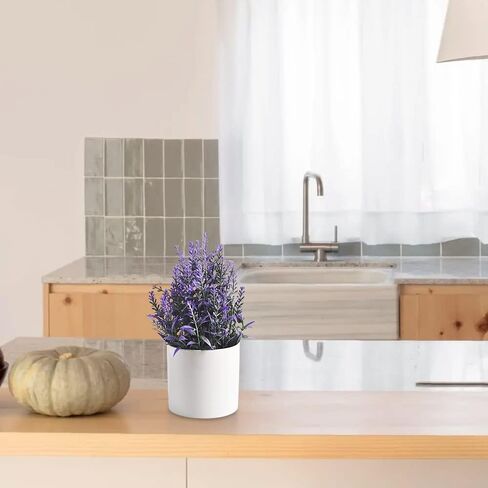 اوم ايدج نبات اللافندر الاصطناعي الصغير بوعاء، نباتات خضراء بلاستيكية صناعية مع وعاء لتزيين المنزل والمكتب in Kuwait