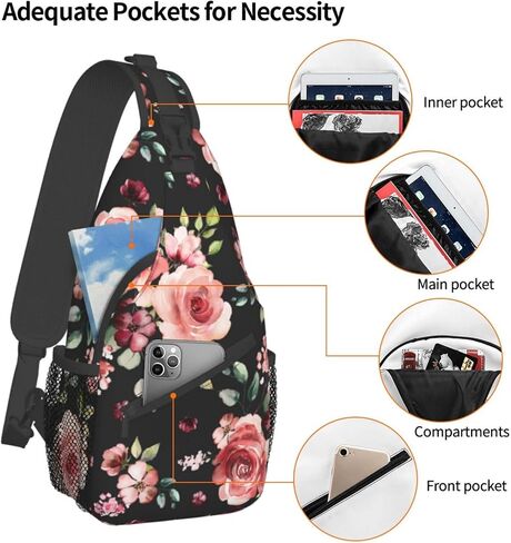 Pattern Printed Sling Bag for Women Men Crossbody Shoulder Backpack Chest Bags Gym Travel Hiking Casual Daypack in Saudi Arabia