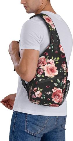 Pattern Printed Sling Bag for Women Men Crossbody Shoulder Backpack Chest Bags Gym Travel Hiking Casual Daypack in Saudi Arabia