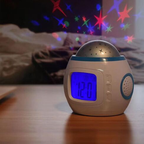 جهاز عرض LED على شكل نجمة، جهاز عرض ضوئي ليلي مرصع بالنجوم مع ساعة منبه LED، مصباح بروجيكتور يعمل بالبطارية مع موسيقى لغرفة النوم، المسرح المنزلي، فتاة صبي in Kuwait