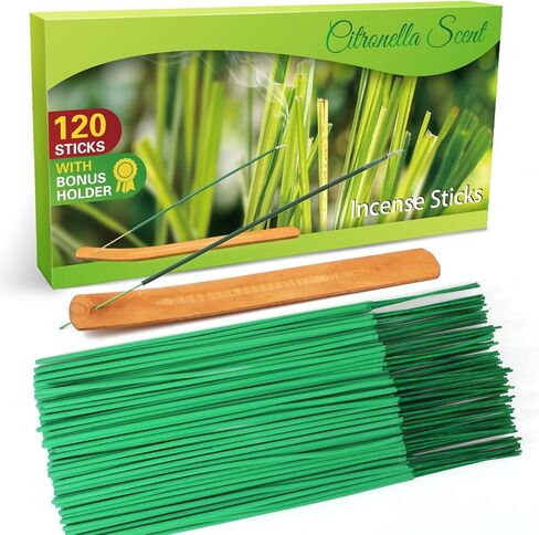 أعواد البخور عصا البخور السترونيلا أعواد عشب الليمون 120 عصا لكل صندوق للتخييم في الحديقة الخارجية بما في ذلك حامل للأم in Kuwait