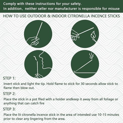 أعواد البخور عصا البخور السترونيلا أعواد عشب الليمون 120 عصا لكل صندوق للتخييم في الحديقة الخارجية بما في ذلك حامل للأم in Kuwait