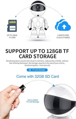 KuWFi سحابة أمن الوطن كاميرا IP روبوت ذكي تتبع السيارات كاميرا لاسلكية واي فاي مراقبة فيديو الطفل كاميرا مراقبة 1080P in Kuwait