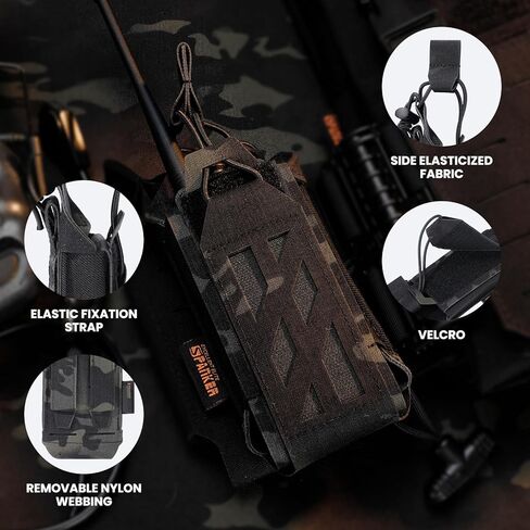 EXCELLENT ELITE SPANKER Tactical Universal Radio Holster Holder Molle Radio Pouch Adjustable for Duty Belt,Vest for Two Ways Walkie Talkie in Kuwait