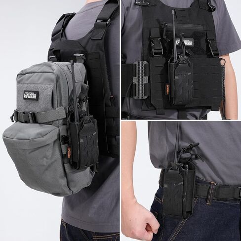 EXCELLENT ELITE SPANKER Tactical Universal Radio Holster Holder Molle Radio Pouch Adjustable for Duty Belt,Vest for Two Ways Walkie Talkie in Kuwait