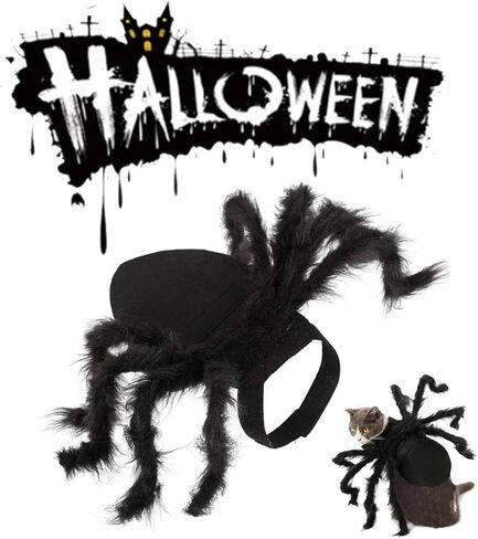 Dog Spider Costume, Spider Dog Costume Halloween Costume for Dogs or Cats, Horror Simulation Plush Big Spider Wings Dress Up Halloween Party Decoration. (S) Black in Saudi Arabia