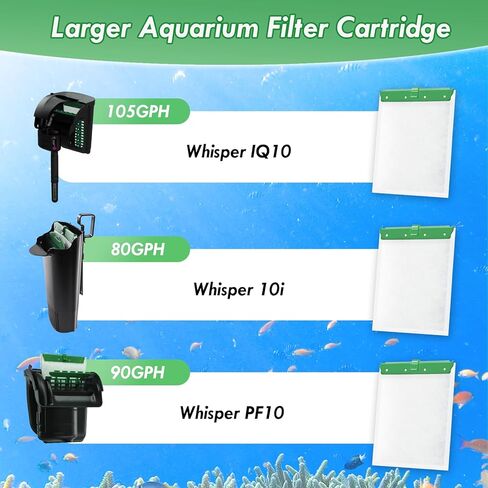 خرطوشة فلتر لحوض السمك متوسطة الحجم مكونة من 8 قطع من LeadCon متوافقة مع فلتر الطاقة الخارجي Tetra Whisper Bio-Bag 10i، IQ10، PF10، Fauna ReptoFilter 20 جالونًا من حوض السمك in Kuwait