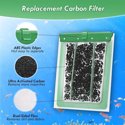 خرطوشة فلتر لحوض السمك متوسطة الحجم مكونة من 8 قطع من LeadCon متوافقة مع فلتر الطاقة الخارجي Tetra Whisper Bio-Bag 10i، IQ10، PF10، Fauna ReptoFilter 20 جالونًا من حوض السمك in Kuwait