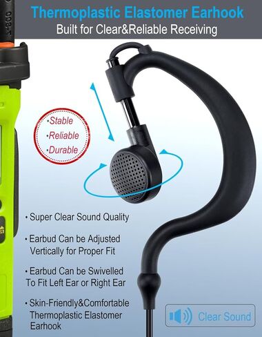 سماعة أذن مشتركة مع ميكروفون لأجهزة راديو كينوود NX-200 NX-210 NX-300 NX-3200 NX-3300 NX-3400 NX-410 NX-411 NX-5200 NX-5300 NX-5400 TK-2180 TK-3180 TK-5220 TK-5320 TK-290 TK-390، سماعة أذن على شكل حرف G in Kuwait