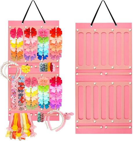 حامل عصابات الرأس من SKYNEO للفتيات الصغيرات، منظم عصابات الرأس المعلقة، منظم حامل قوس الطفل مع شماعات مخملية على شكل قلب (وردي فاتح) in Kuwait