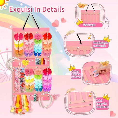 حامل عصابات الرأس من SKYNEO للفتيات الصغيرات، منظم عصابات الرأس المعلقة، منظم حامل قوس الطفل مع شماعات مخملية على شكل قلب (وردي فاتح) in Kuwait