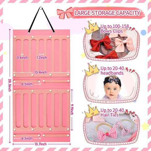 حامل عصابات الرأس من SKYNEO للفتيات الصغيرات، منظم عصابات الرأس المعلقة، منظم حامل قوس الطفل مع شماعات مخملية على شكل قلب (وردي فاتح) in Kuwait