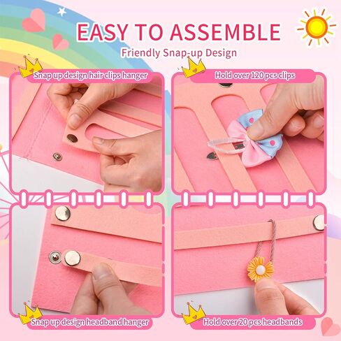 حامل عصابات الرأس من SKYNEO للفتيات الصغيرات، منظم عصابات الرأس المعلقة، منظم حامل قوس الطفل مع شماعات مخملية على شكل قلب (وردي فاتح) in Kuwait