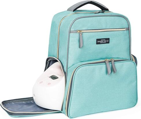 Breast Pump Backpack Diaper Bag - Multi-Function Mommy Outdoor Working Backpack with Insulation Pocket (Beige&Grey) in Kuwait