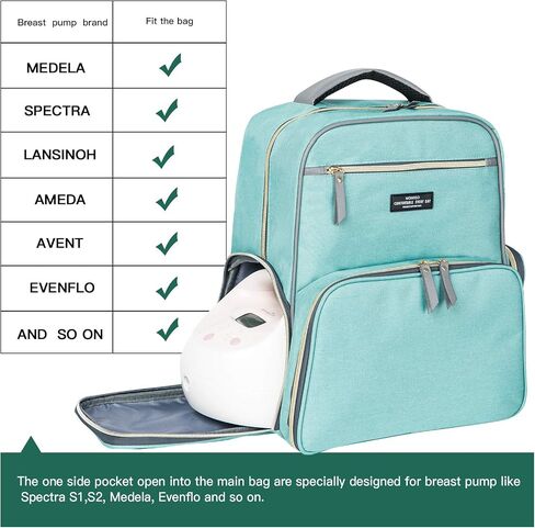 Breast Pump Backpack Diaper Bag - Multi-Function Mommy Outdoor Working Backpack with Insulation Pocket (Beige&Grey) in Kuwait