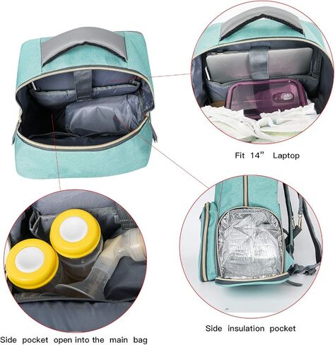 Breast Pump Backpack Diaper Bag - Multi-Function Mommy Outdoor Working Backpack with Insulation Pocket (Beige&Grey) in Kuwait