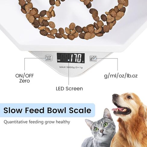 وعاء طعام بطيء للكلاب، وعاء بطيء مع ميزان إلكتروني، وعاء طعام للكلاب، وعاء طعام للحيوانات الصغيرة، وعاء للجراء، يتحكم في تناول الحيوانات الأليفة، أدوات مائدة مثالية للجراء والقطط الصغيرة (أبيض) in Kuwait