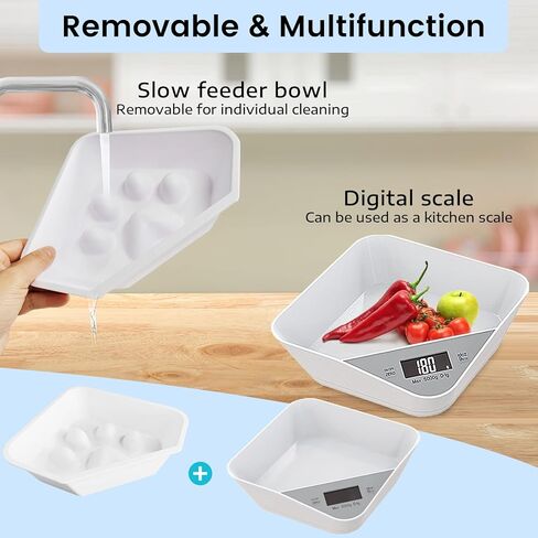 وعاء طعام بطيء للكلاب، وعاء بطيء مع ميزان إلكتروني، وعاء طعام للكلاب، وعاء طعام للحيوانات الصغيرة، وعاء للجراء، يتحكم في تناول الحيوانات الأليفة، أدوات مائدة مثالية للجراء والقطط الصغيرة (أبيض) in Kuwait