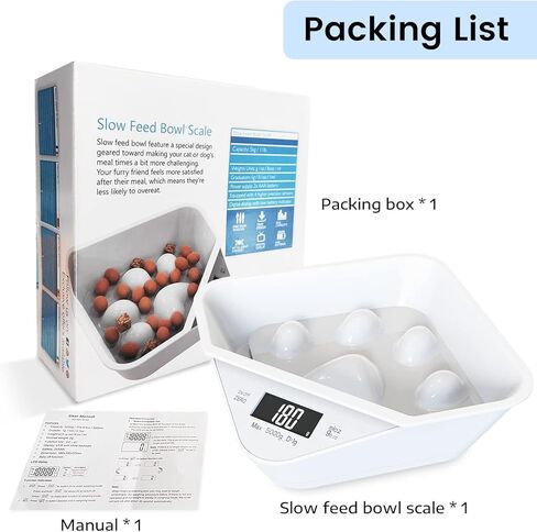 وعاء طعام بطيء للكلاب، وعاء بطيء مع ميزان إلكتروني، وعاء طعام للكلاب، وعاء طعام للحيوانات الصغيرة، وعاء للجراء، يتحكم في تناول الحيوانات الأليفة، أدوات مائدة مثالية للجراء والقطط الصغيرة (أبيض) in Kuwait