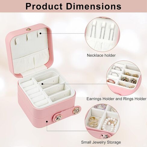 Hicdaw Travel Jewelry Case Small Jewelry Box PU Leather Organizer Box 3 Layer Mini Jewelry Travel Case Jewelry Gift Box for Women Girls in Kuwait