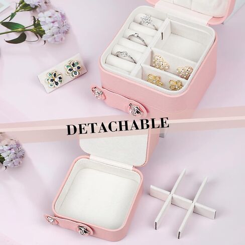 Hicdaw Travel Jewelry Case Small Jewelry Box PU Leather Organizer Box 3 Layer Mini Jewelry Travel Case Jewelry Gift Box for Women Girls in Kuwait