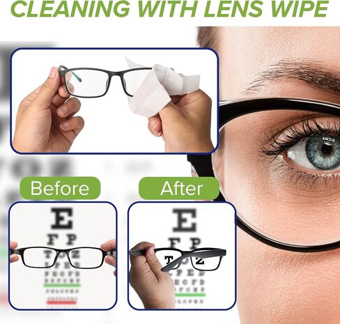 Glasses Cleaner Lens Wipes for Eyeglasses 200 Individually Wrapped Multipurpose Pre-Moistened Wipe for Spectacle Lenses, Cameras, Binoculars, Mirrors, Screens, Optical and Electronic Devices in Saudi Arabia