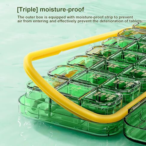 في تي ايه ار منظم حبوب الدواء الاسبوعي 3 مرات في اليوم، صندوق حبوب دواء كبير محمول للسفر لمدة 7 ايام حاوية فيتامين وزيت السمك، حافظة حبوب مكملات الادوية - 21 مساحة تخزين in Kuwait