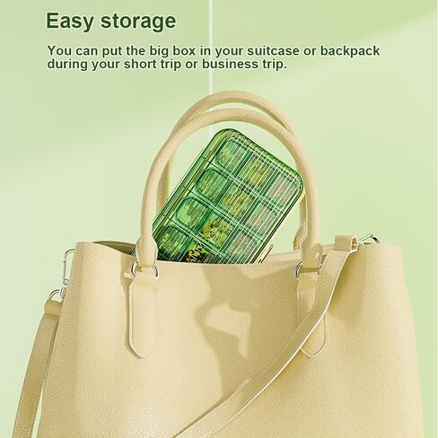 في تي ايه ار منظم حبوب الدواء الاسبوعي 3 مرات في اليوم، صندوق حبوب دواء كبير محمول للسفر لمدة 7 ايام حاوية فيتامين وزيت السمك، حافظة حبوب مكملات الادوية - 21 مساحة تخزين in Kuwait