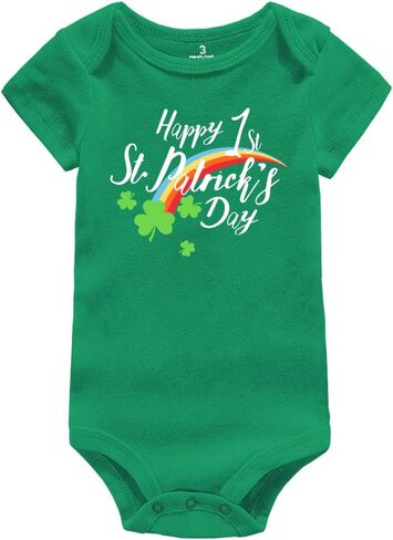 Amberetech Infant Green Bodysuit 1st St. Patrick's Day Gift Baby Irish Charm Romper Newborn Jumpsuit Outfit in Kuwait