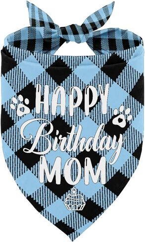 Dog Bandana, Happy Birthday Mom Dog Bandana, Dog Scarf Classical Plaid Printing, Dog Scarf Accessories, Dog Bandana Pet Scarf, Pet Scarf Accessories, Dog Bandana Gift for Mom Birthday Party (L16) in Saudi Arabia