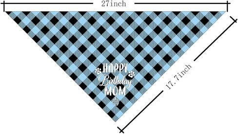 Dog Bandana, Happy Birthday Mom Dog Bandana, Dog Scarf Classical Plaid Printing, Dog Scarf Accessories, Dog Bandana Pet Scarf, Pet Scarf Accessories, Dog Bandana Gift for Mom Birthday Party (L16) in Saudi Arabia