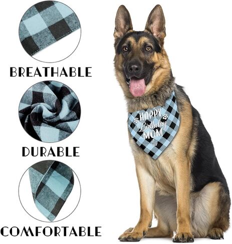 Dog Bandana, Happy Birthday Mom Dog Bandana, Dog Scarf Classical Plaid Printing, Dog Scarf Accessories, Dog Bandana Pet Scarf, Pet Scarf Accessories, Dog Bandana Gift for Mom Birthday Party (L16) in Saudi Arabia