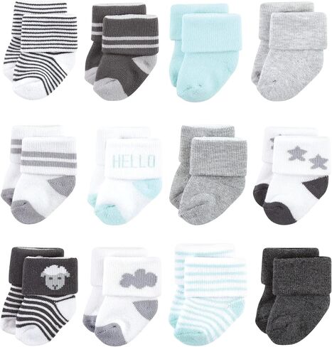 Hudson Baby Unisex Baby Cotton Rich Newborn and Terry Socks, Sheep, 0-6 Months in Saudi Arabia