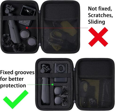 Aenllosi Hard Case for Canon PowerShot V10 Vlog Camera, Black | EVA case construction, Waterproof, drop-proof, compact with carabiner, adjustable strap, Smooth zipper, Case only in Kuwait