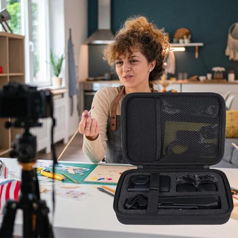 Aenllosi Hard Case for Canon PowerShot V10 Vlog Camera, Black | EVA case construction, Waterproof, drop-proof, compact with carabiner, adjustable strap, Smooth zipper, Case only in Kuwait