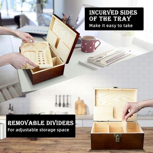 صندوق تخزين خشبي من ShineeKee Stash Box مع صينية دوارة مع مجموعة من الصناديق الخشبية المزخرفة لإكسسوارات الأعشاب، صندوق تذكار ممتاز للزوج والأب والرجال، هدية عيد الميلاد (بني) in Kuwait