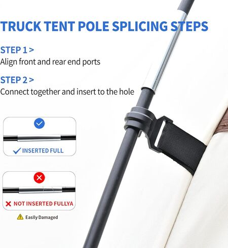 Tecoom Truck Tent Pole for 5.5-5.8FT Truck Tent, Fiberglass in Kuwait