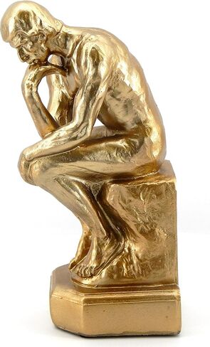 تمثال Bellaa 25587 Rodin Thinker تمثال برونزي ذهبي 9 بوصة تمثال متحف النحت أوغست باريس للفنون الجميلة نسخة طبق الأصل مكتبة المكتب ديكور المنزل in Saudi Arabia