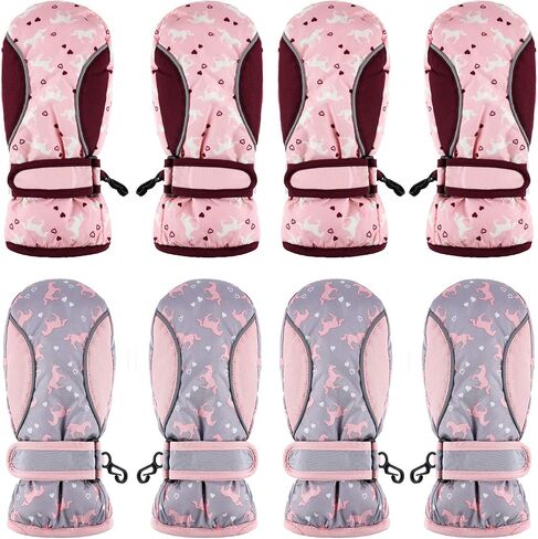 4 Pairs Kids Ski Mittens Gloves Waterproof Warm Snow Winter Mittens Gloves for Girls Boys Baby Toddlers Outdoor Activities (Cute Style, 2-5T) in Saudi Arabia