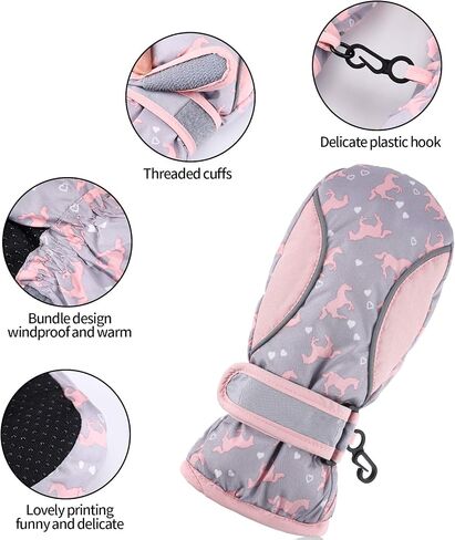 4 Pairs Kids Ski Mittens Gloves Waterproof Warm Snow Winter Mittens Gloves for Girls Boys Baby Toddlers Outdoor Activities (Cute Style, 2-5T) in Saudi Arabia
