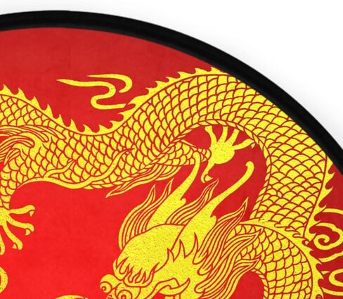 سجادة منطقة دائرية صينية باللون الأحمر الذهبي من ALAZA Dragon، سجادة دائرية مريحة ماصة وغير قابلة للانزلاق، سجادة أرضية قابلة للغسل، سجادة يوجا للمدخل وغرفة المعيشة وغرفة النوم والأريكة وديكور المنزل in Kuwait