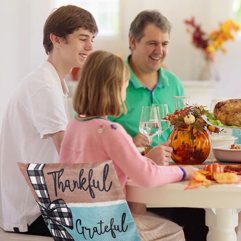 Whaline 4 Pack Fall Chair Covers Thanksgiving Dining Room Seat Covers Pumpkins Flowers Pattern Dining Chair Slipcovers Thankful Grateful Chair Back Slip Covers for Autumn Home Kitchen Farmhouse Decor in Saudi Arabia