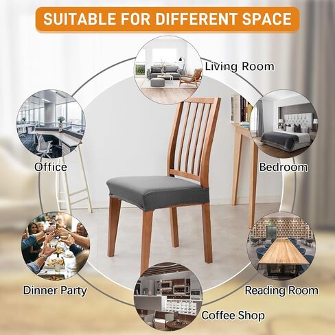 BESBESME غطاء كرسي الطعام مقاوم للماء لغرفة الطعام غطاء كرسي مقعد قابل للتمدد مجموعة من 6 مطبخ قابل للإزالة وقابل للغسل للفندق والمطاعم، بني in Kuwait