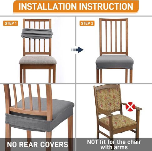 BESBESME غطاء كرسي الطعام مقاوم للماء لغرفة الطعام غطاء كرسي مقعد قابل للتمدد مجموعة من 6 مطبخ قابل للإزالة وقابل للغسل للفندق والمطاعم، بني in Kuwait