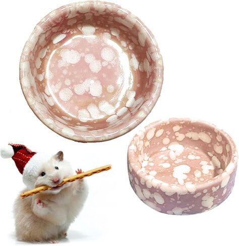 kathson 2 Pcs Hamster Food Bowl Guinea Pig Ceramic Water Bowl Small Animal Feeding Dish for Dwarf Hamster Gerbil Syrian Ferret Hedgehog Chinchilla Bunny (Blue)… in Kuwait