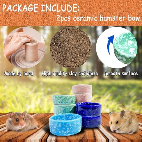 kathson 2 Pcs Hamster Food Bowl Guinea Pig Ceramic Water Bowl Small Animal Feeding Dish for Dwarf Hamster Gerbil Syrian Ferret Hedgehog Chinchilla Bunny (Blue)… in Kuwait