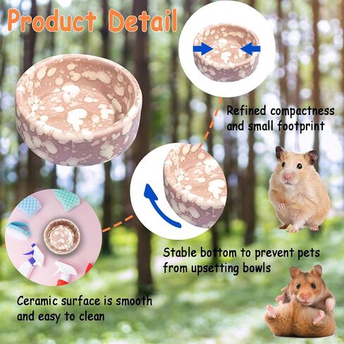 kathson 2 Pcs Hamster Food Bowl Guinea Pig Ceramic Water Bowl Small Animal Feeding Dish for Dwarf Hamster Gerbil Syrian Ferret Hedgehog Chinchilla Bunny (Blue)… in Kuwait