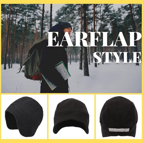 قبعة Flammi الرجالية الدافئة المصنوعة من الصوف بغطاء للأذن قبعة شتوية على شكل جمجمة مع أغطية للأذن in Kuwait