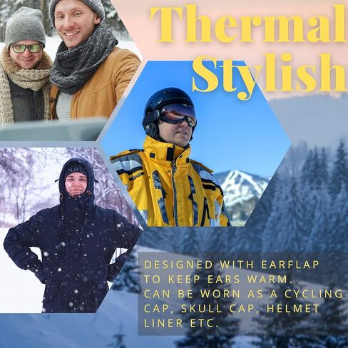 قبعة Flammi الرجالية الدافئة المصنوعة من الصوف بغطاء للأذن قبعة شتوية على شكل جمجمة مع أغطية للأذن in Kuwait