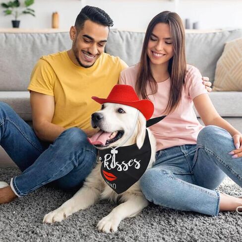 CooShou الكلب عيد الحب زي جرو الأحمر قبعة رعاة البقر الكلب قبلة باندانا الحيوانات الأليفة كاوبوي زي مع القلب للكلاب القطط 2 قطعة in Kuwait
